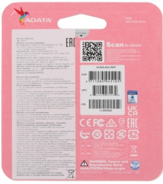 Флешка USB ADATA Classic C906 (AC906-64G-RBK), 64Gb, USB 2.0, R/W 15/5, черный/синий