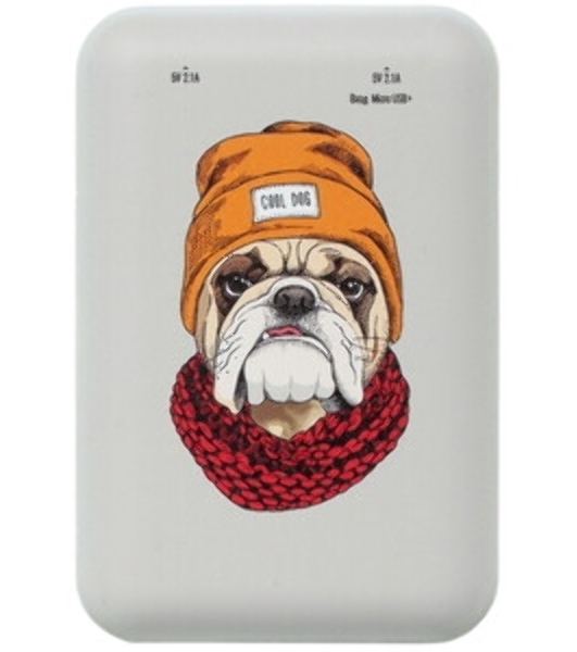 Портативный аккумулятор RITMIX RPB-10007 Bulldog (10000 мА, 2хUSB 2.1 А, софт-тач, принт Бульдог)