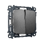 Комплект механизма 2-клавишного перекрестного выключателя 10A-250V OMEGA Антрацит серый QUANT (OP6530, VM125) MO653030, фото 1