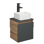 Тумба Bau Dream Blackwood 35 с ящиком, графит, раковина BAU Mini 24х24, смеситель для раковины высокий Hotel Black, черный, фото3