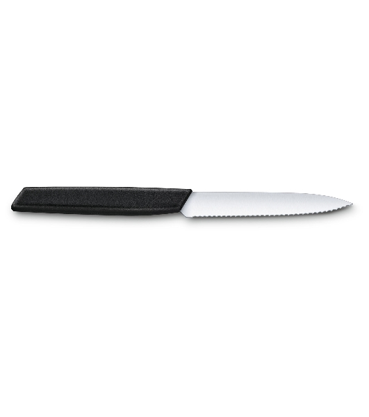 Нож кухонный Victorinox Swiss Modern (6.9003.10W) стальной разделочный лезв.100мм серрейт. заточка черный