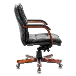Кресло руководителя Бюрократ T-9927WALNUT-LOW/BL черный, кожа, низкая спинка, крестовина дерево, фото19