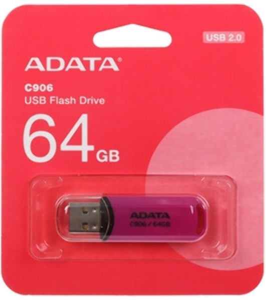 Флешка USB ADATA Classic C906 (AC906-64G-RBK), 64Gb, USB 2.0, R/W 15/5, черный/синий