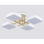 Люстра светодиодная на штанге Ambrella light FL516341/4 WH/GD белый/золото 72W 3000-6000K 550*550*150 (без ПДУ), фото5
