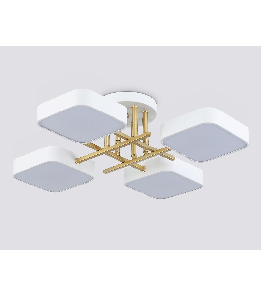 Люстра светодиодная на штанге Ambrella light FL516341/4 WH/GD белый/золото 72W 3000-6000K 550*550*150 (без ПДУ)