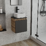 Тумба Bau Dream Blackwood 35 с ящиком, графит, раковина BAU Mini 24х24, смеситель для раковины высокий Hotel Black, черный, фото 1
