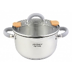 Кастрюля Zeidan Z-50291 5,0 л со сливом - 5.0 л (O22 см), нерж. сталь, внутренняя – матовая полировка, снаружи - комбинированная полировка, шкала литража, стеклянная крышка со сливом, 3-х СЛОЙНОЕ КАПСУЛИРОВАННОЕ ДНО. Подарочная упаковка с пластиковой ручкой., фото 1