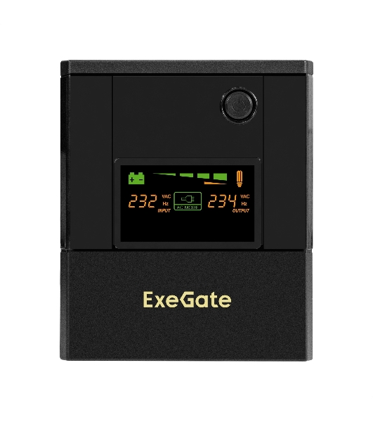 Источник бесперебойного питания ExeGate SpecialPro Smart LLB-1000.LCD.AVR.4SH (1000VA/700W, LCD, AVR, 4*Schuko, батарея 12V 7.2Ah - 2 шт., металлический корпус, Black)
