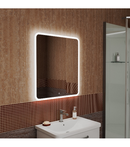 Зеркало Bau Stil 70х80, сенсорная LED подсветка, пластиковый защитный корпус