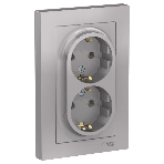 Розетка 2-м AtlasDesign с заземл. 16А в сборе алюм. SchE ATN000324, фото7