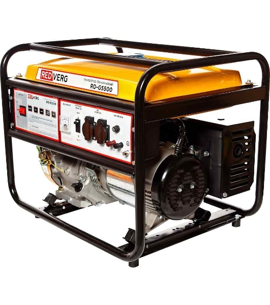 Генератор бензиновый RedVerg RD-G5500. 13,0л.с; 389куб.см; GM188F; запуск- ручной; бак- 25л,5,0кВт, макс.- 5,5кВт; 220В;