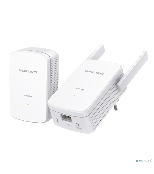 Комплект гигабитных Wi-Fi адаптеров Mercusys Powerline AV1000 Powerline kit with 300Mbps Wi-Fi, plug and play, up to 300 meters over an existing electrical circuit, the kit includes a MP510 and a MP500.