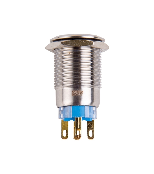 Кнопка антивандальная Rexant Ø19 250В Фикс (5с) ON-OFF/OFF-ON подсв/красная