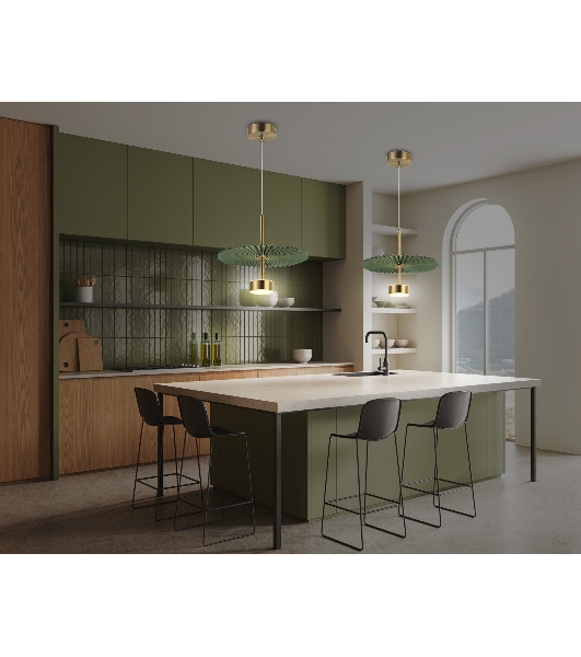 Светильник Ambrella light LH72609 BK/GR латунь/зеленый 6W 3000K D300*260-1770