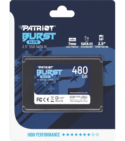 Накопитель SSD Patriot Burst Elite, 480Gb, SATA, 2.5', R/W 450/320