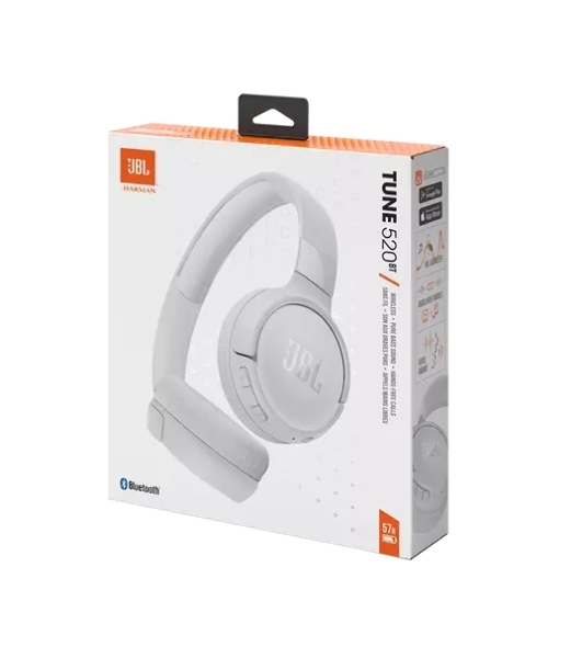 Беспроводные наушники JBL Tune 520BT белый, накладные, Bluetooth, быстрая зарядка, складная конструкция