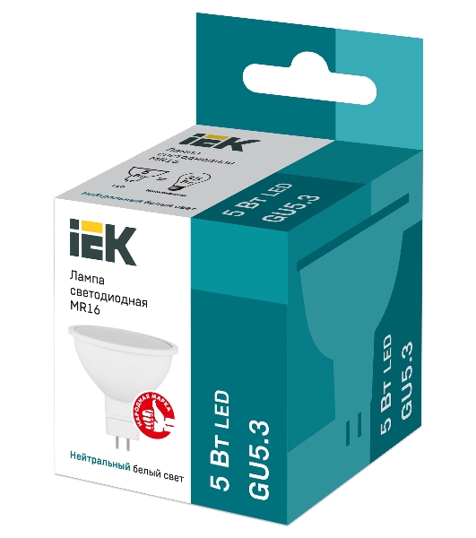 Лампа cветодиодная IEK LLE-MR16-5-230-40-GU5 ECO MR16 софит 5Вт 230В 4000К GU5.3