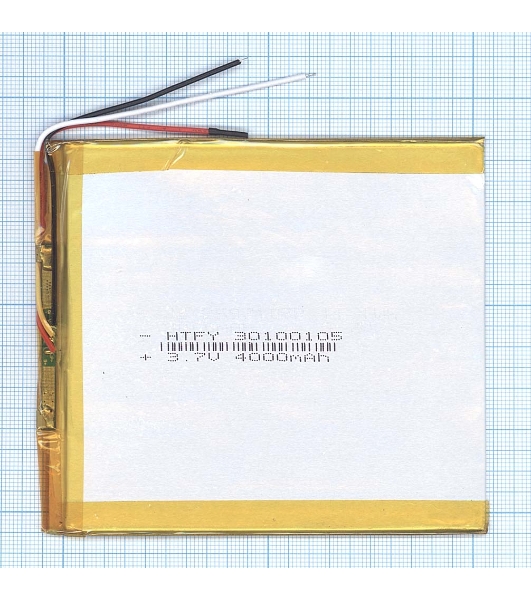 Аккумулятор Li-Pol (батарея) 3x100x105мм 3pin 3.7V/4000mAh
