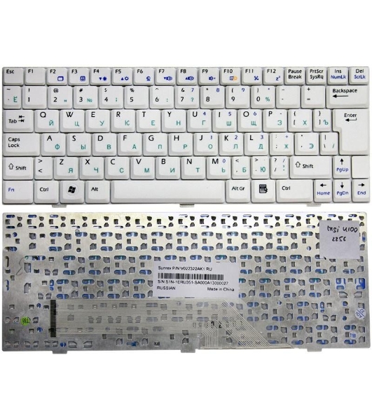 Клавиатура для ноутбука MSI Wind U90 U100 U110 U120, белый