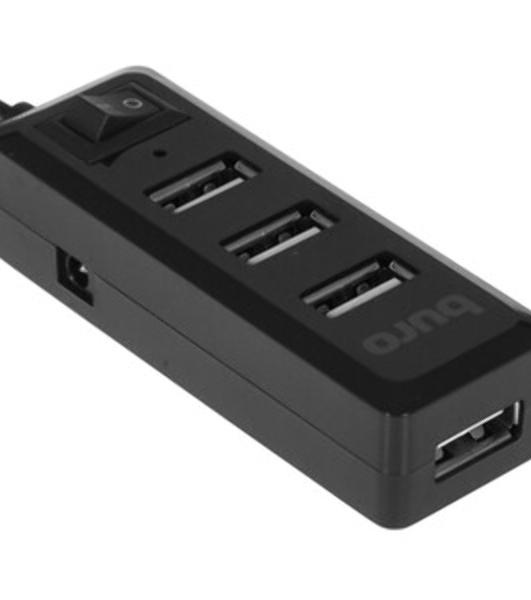 USB-концентратор Buro BU-HUB4-0.5L-U2.0, USB 2.0, USB 4 порта, USB