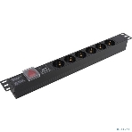 Блок розеток горизонтальный ExeGate ServerPro PDU-19H607 Al-6S-C14-SW-SPD1, 19', 1U, Алюминий, 6 Schuko, С14, выкл. с подсветкой, SPD1, черный, фото2