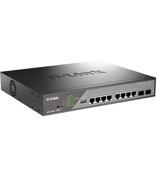 Коммутатор D-Link DSS-200G-10MPP/A1A, 8×1 Гбит/с + 2×1 Гбит/с SFP, настраиваемый