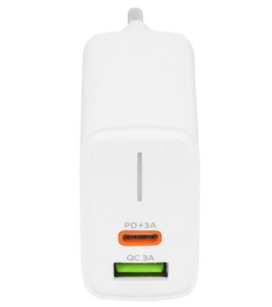 Сетевое зарядное устройство MORE CHOICE NC61a белый - 1USB+1USB-C 3.0A PD 20W+QC3.0 быстрая зарядка для Type-C