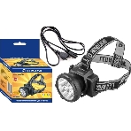 Фонарь налобный аккумуляторный LED 5363 (220В 9LED 2 режима; черный) Ultraflash 11257, фото 1