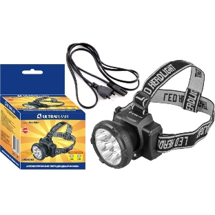 Фонарь налобный аккумуляторный LED 5363 (220В 9LED 2 режима; черный) Ultraflash 11257