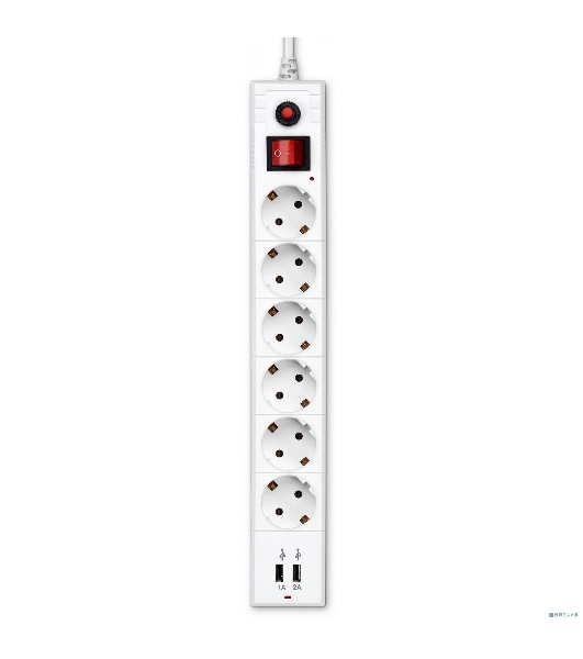 Сетевой фильтр Buro BU-SP1.8 USB 2A-W 1.8 м, 6 розеток, белый, коробка