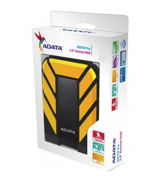 Внешний HDD 2.5' ADATA HD710P, 2TB, USB 3.2 Gen 1 Type-A, 5400 rpm, желтый