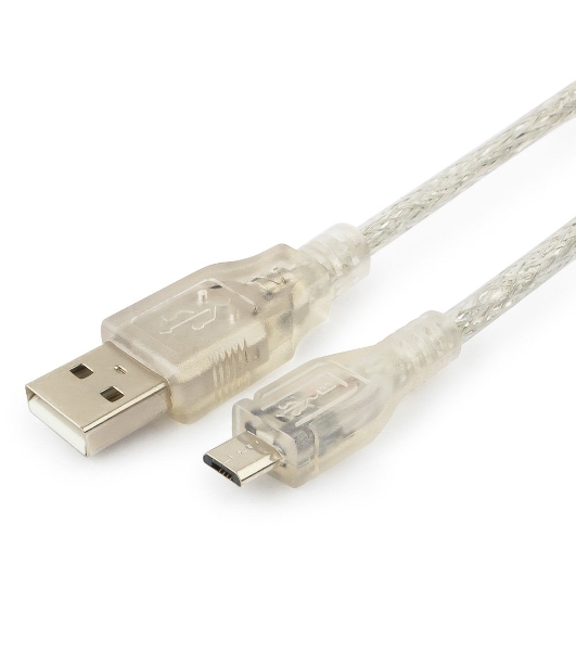 Кабель Cablexpert USB2.0 Pro, AM/microBM, 1,8м, экран, феррит.кольцо, прозрачны (CCP-mUSB2-AMBM-6-TR)