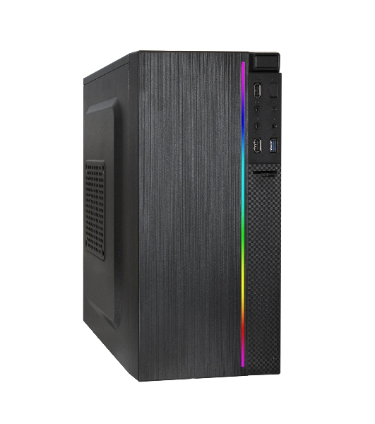 Компьютерный корпус Minitower ExeGate mEVO-9302-RGb-500W-12 (mATX, БП 500NPX с вент. 12см, 2хUSB+1хUSB 3.0, HD аудио, черный с RGb подсветкой)