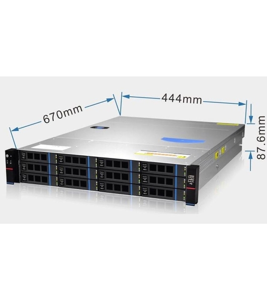 Серверный корпус Gooxi RMC2112-670-HS-NV-D 2U 12bay chassis SAS/SATA/NVME backplane rear 2*2.5'SAS/SATA 1300W 1+1 EU power cables rail kit