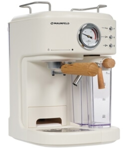 Кофеварка рожковая Maunfeld MF-737BG PRO бежевый, исп. кофе - молотый, 1.5 л, 1250 Вт, 15 бар