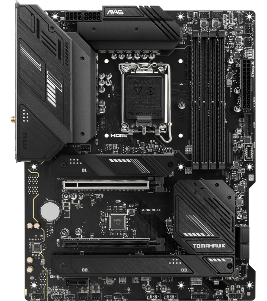 Материнская плата MSI MAG B760 TOMAHAWK WIFI, LGA 1700, Intel B760, 4xDDR5, 4xSATA, 3xM.2, 1xPCI-E 3.0 x4, 1xPCI-E 5.0 x16, 1xHDMI, 1xDP, 1xUSB Type-C, 1x2.5Gb LAN, 4xUSB-A 2.0, 4xUSB-A 3.2 Gen 2, 5x3.5 мм, 7.1, Standard-ATX