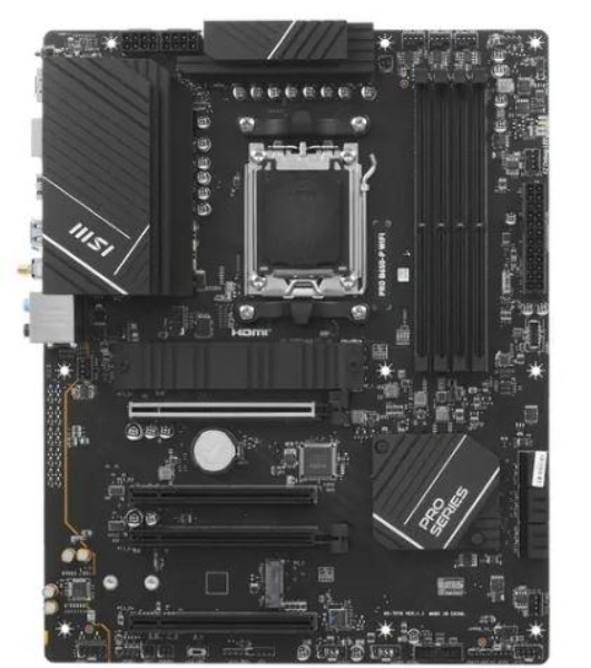 Материнская плата MSI PRO B650-P WIFI, AM5, AMD B650, 4xDDR5, 6xSATA, 2xM.2 (PCIe 4.0), 2xPCIe 4.0 x16, 2xPCIe 3.0 x16, 1xHDMI, 1xDP, 1x2.5Gb LAN, Wi-Fi, Bluetooth, 1xUSB-C 20Gbps, 3xUSB-A 10Gbps, 4xUSB-A 5Gbps, 3x3.5 мм, 7.1, чёрный, ATX