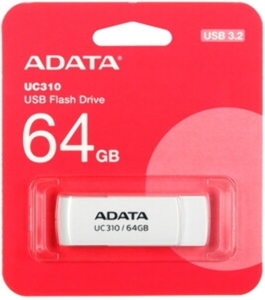Флешка USB ADATA UC310 (UC310-64G-RWH), 64Gb, USB 3.2 Gen 1, R/W 100/30, белый
