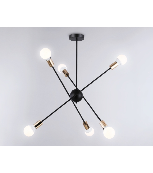 Светильник Ambrella light TR80435/6 BK/GD черный/золото E27/6 max 60W D950*730