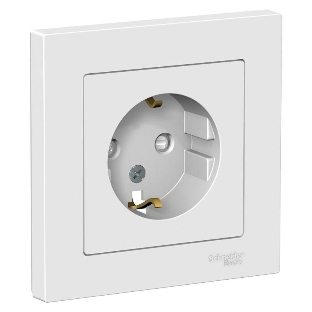 Розетка AtlasDesign с заземл. защ. шторки 16А в сборе белый SchE ATN000144