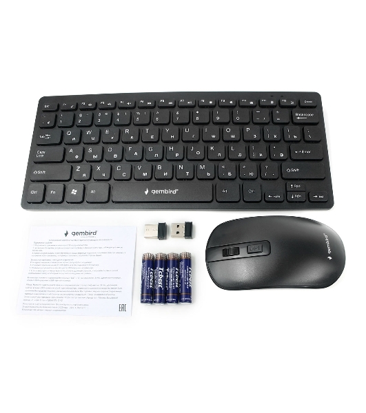 Комплект клавиатура+мышь Gembird KBS-9100 беспроводной, USB, 1600 DPI, чёрный