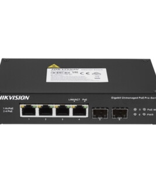 Коммутатор Hikvision DS-3T0506HP-E/HS, 4×1 Гбит/с PoE+ + 2×1 Гбит/с SFP, неуправляемый