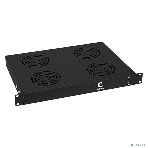 Вентиляторный модуль Cabeus, 19', 220V, 1U, 45х485х320 мм (ВхШхГ), вентиляторов: 4, поток: 600 м3/ч, для шкафов, черный, фото 1