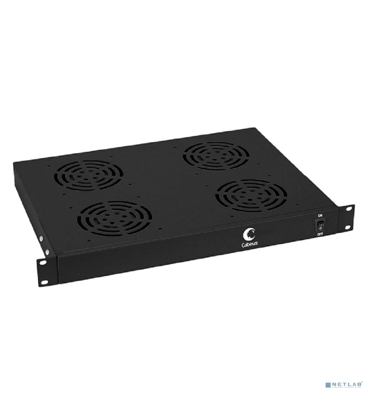 Вентиляторный модуль Cabeus, 19', 220V, 1U, 45х485х320 мм (ВхШхГ), вентиляторов: 4, поток: 600 м3/ч, для шкафов, черный