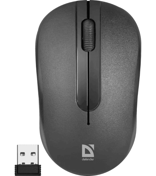 Мышь беспроводная Defender Datum MM-285 черный, 1600 dpi, радиоканал, USB, кнопки - 3