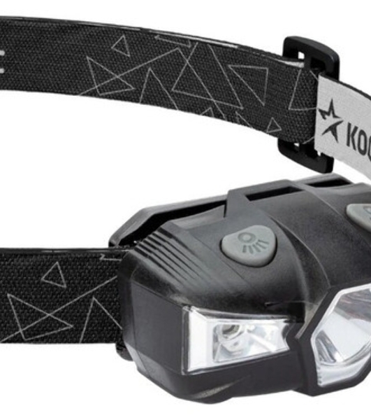 Фонарь налобный 1Вт LED+красн. 1xAA (R6) корпус ABS-пластик регулируемый эласт. ремешок КОСМОС KOC517B
