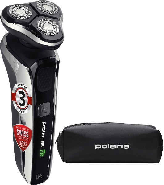 Электробритва PMR 0307RС wet&dry PRO 5 blades+ электрическая (Polaris), черный/хром