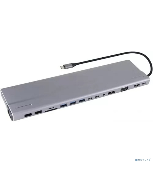 Адаптер VCOM TypeC -->3*USB3.0+2*USB2.0+VGA+RJ45+SD+TF+AUD+HDMI+DP+2*USB3.1 Data+PD