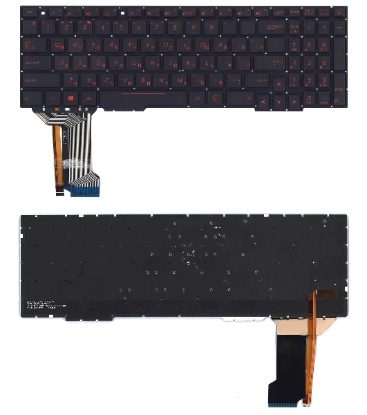 Клавиатура для ноутбука Asus FX553VE черная с красной подсветкой