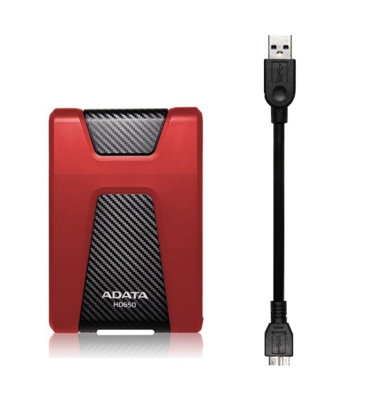 Внешний HDD 2.5' ADATA HD650, 1TB, USB 3.2 Gen 1 Type-A, 5400 rpm, красный